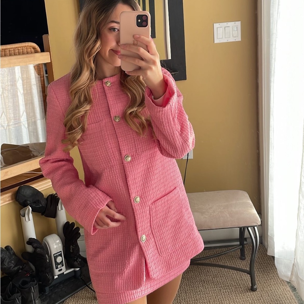 H&M Pink tweed Jacket and skirt